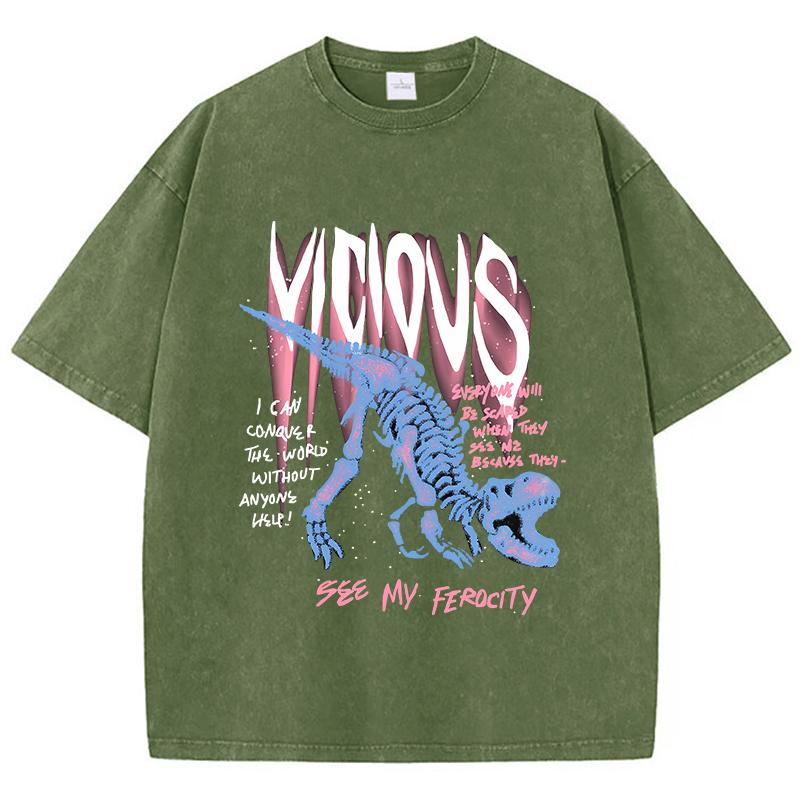 

Vintage Womens Acid Wash TShirts Skeleton Dinosaurprinting Tees Crewneck Cotton Oversize Short Sleeve Fashion Female Clothes S