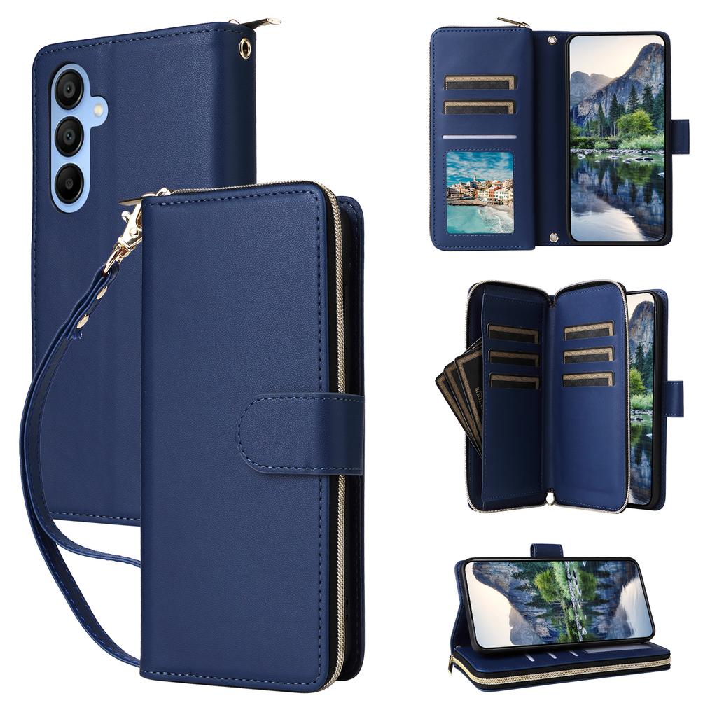 R20 For Samsung Galaxy A15 4G/5G Case Zipper Phone Leather Cover Stand View