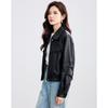 TERRE BLEUE Women's Short PU Leather Jacket
