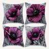 Gray and Purple Flowers Digital Printing Pillow Cover Short Plush Suitable Living Rooms Bedrooms Sofas Throw Cushion Cover 4pcs