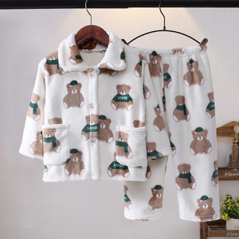 

Детский фланелевый пижамный комплект - Теплая зимняя домашняя одежда для мальчиков и девочек 150 (Height 140-150cm)