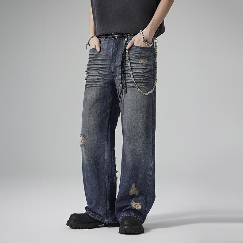 New American Retro High Street Jeans Men's Wear Loose Wash Straight Pants