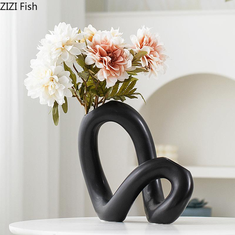 Creative Twisted Lines Ceramic Vase Flowers Pots Desk Decoration Flower Arrangement Minimalism Floral Vases Modern Home Decor