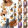 Cardigan Léger Femme Coupe Ample Manches Trois-Quarts avec Imprimé Halloween pour Tenue Décontractée