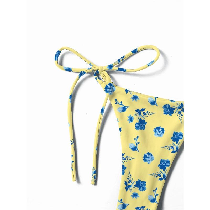 New Style Printed Fresh and Stylish Tie-Neck Sexy and Fashionable Women's Two-Piece Bikini Swimsuit