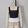 European and American Sleeveless Vest Women's Black and White Halter Top Summer Thin A-shaped Skirt Splicing Pleated Edge Top