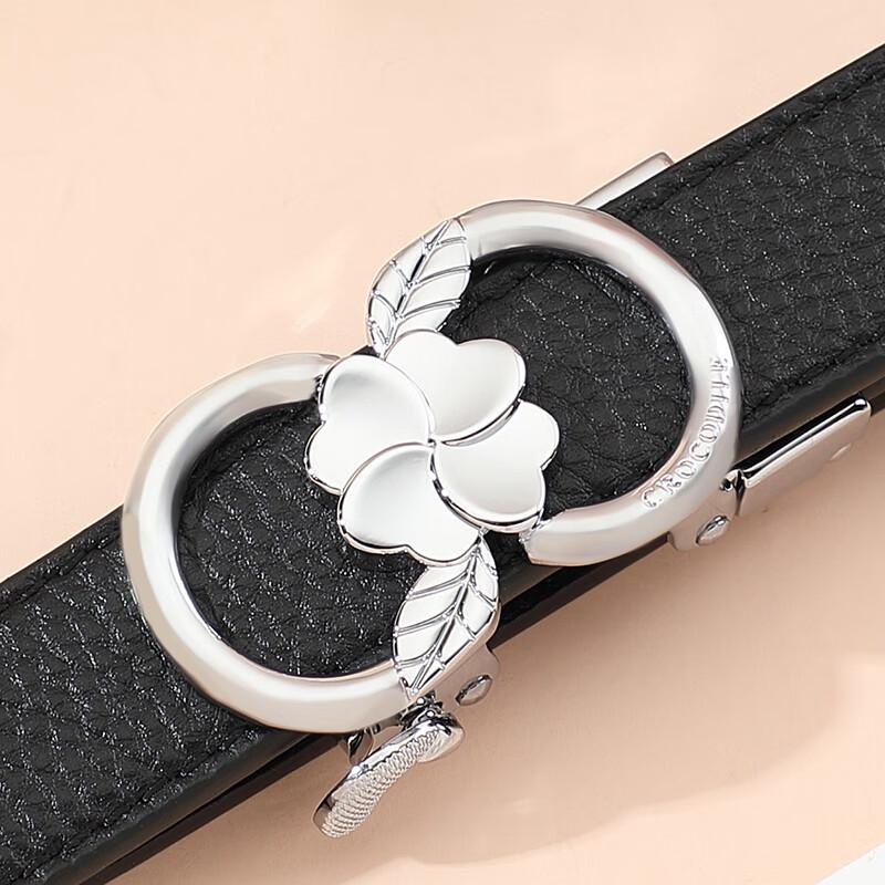 

Women s Top-Grain Leather Automatic Buckle Belt 110cm (Trimmable)