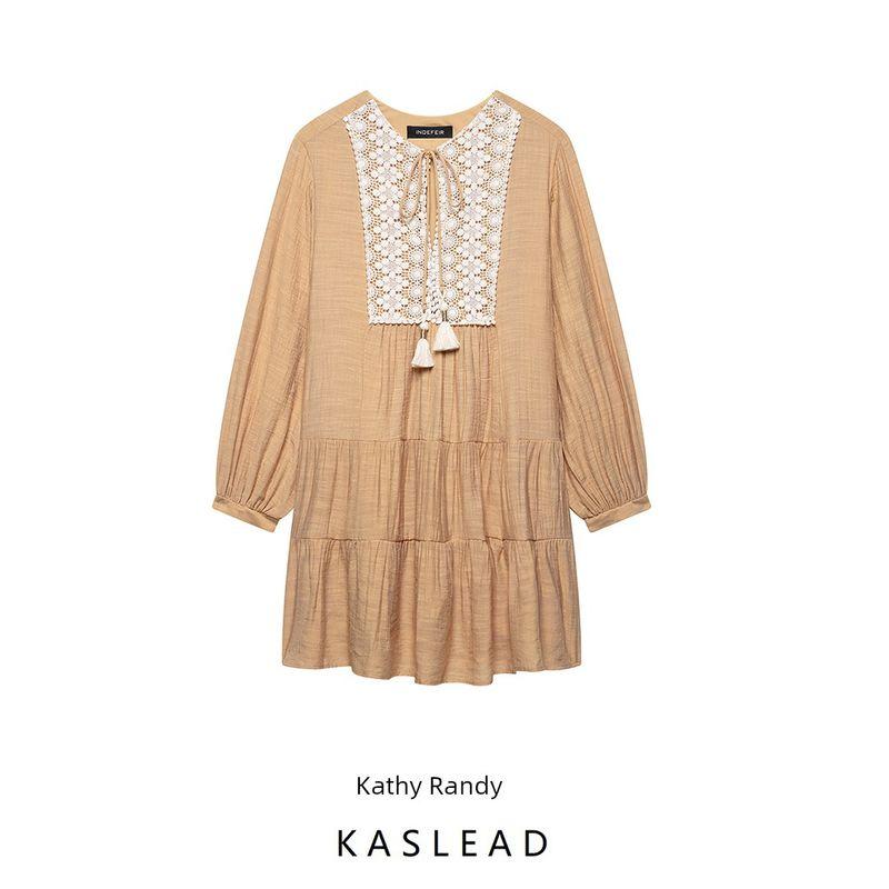 Kaslead New Women clothes Western Style Fashion Chest Embroidery Decoration Mini Dress 3897093