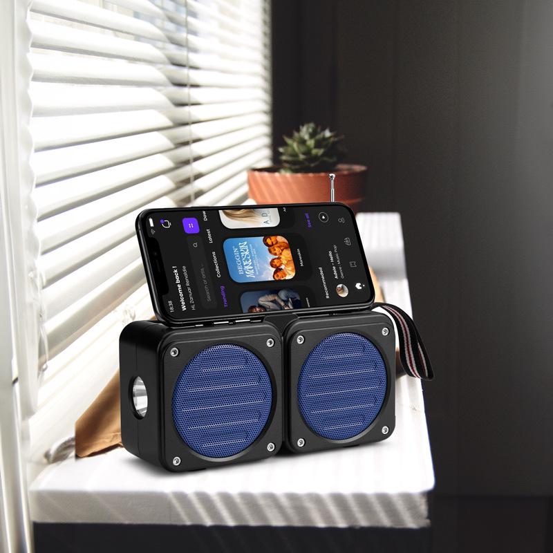 F30 Dual Solar Bluetooth Speaker: Portable Outdoor Wireless Speaker with Radio & Stand