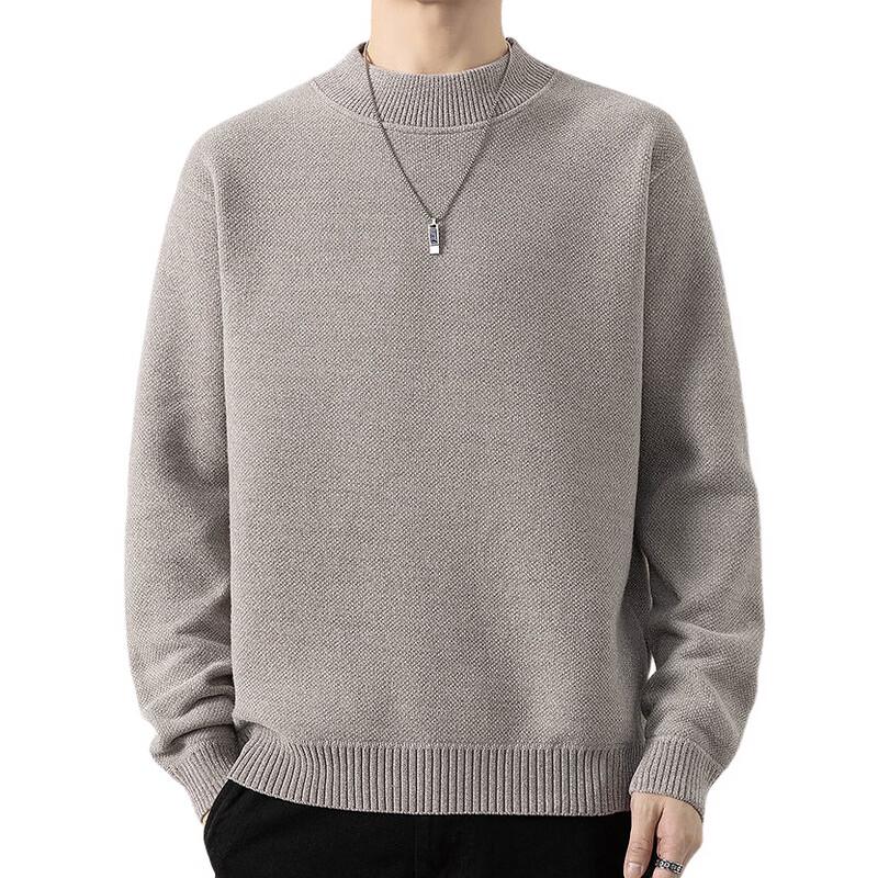 ROMON Men's Fleece-Lined Thermal Knit Crewneck Sweater