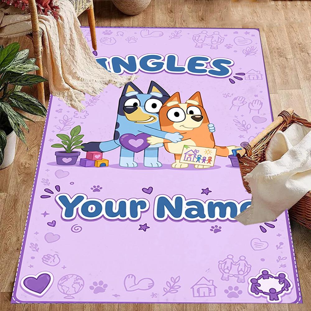 Bluey Customize Text Floor Mat Suitable for Bedrooms Living Rooms Dining Room Balcony Antislip Carpet Anime Office Decor