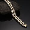 Ikuinen Health Mens Hand Chain Black Double Row Gold Color Bio Magnetic Bracelet 15mm Wide Stainless Steel Bracelets For Man