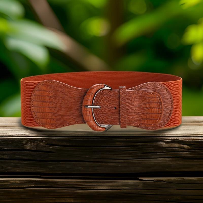 Ladies' Wide Elastic Waist Belt Waist Cincher Adjustable Waist Band with Hook Buckle for Casual and Special Occasion