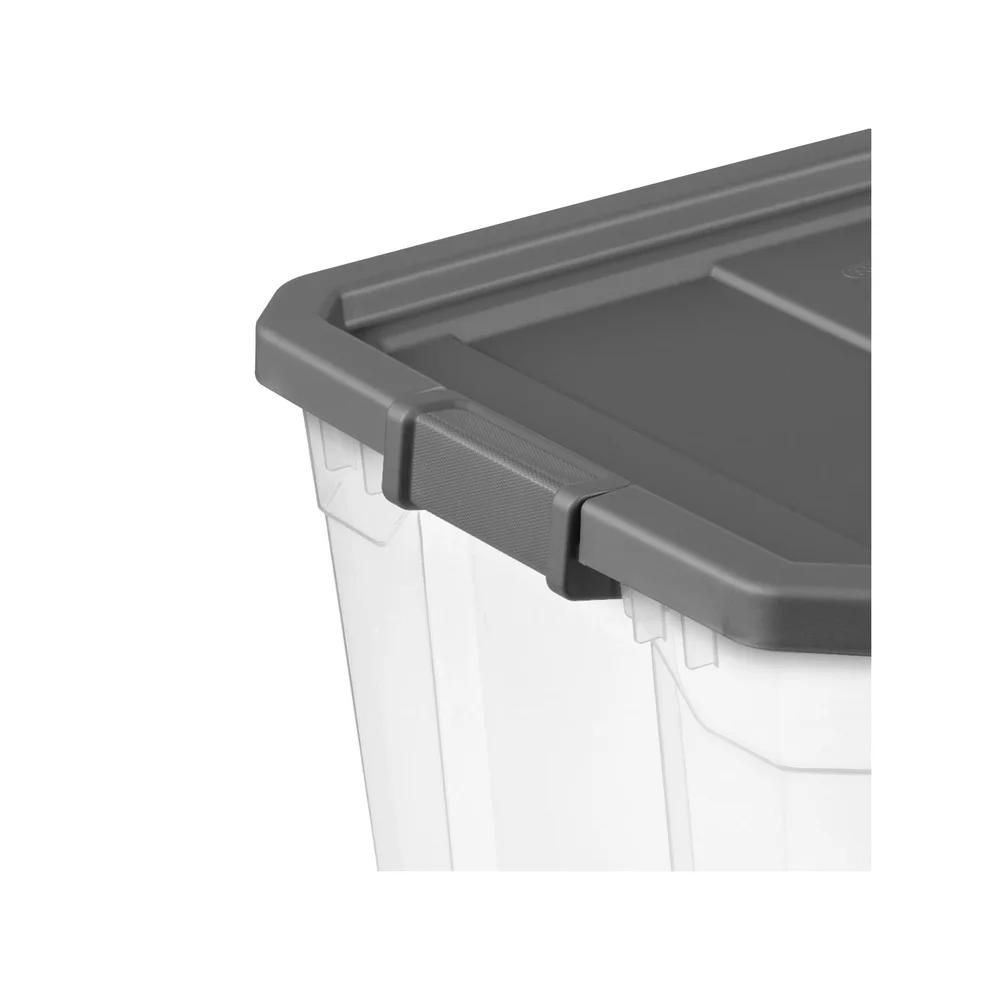 Durable Stacking Storage Box with Lid Clear Plastic 108 Quart Heavy Duty Latches Organized Bin Ideal Garage Basement Attic