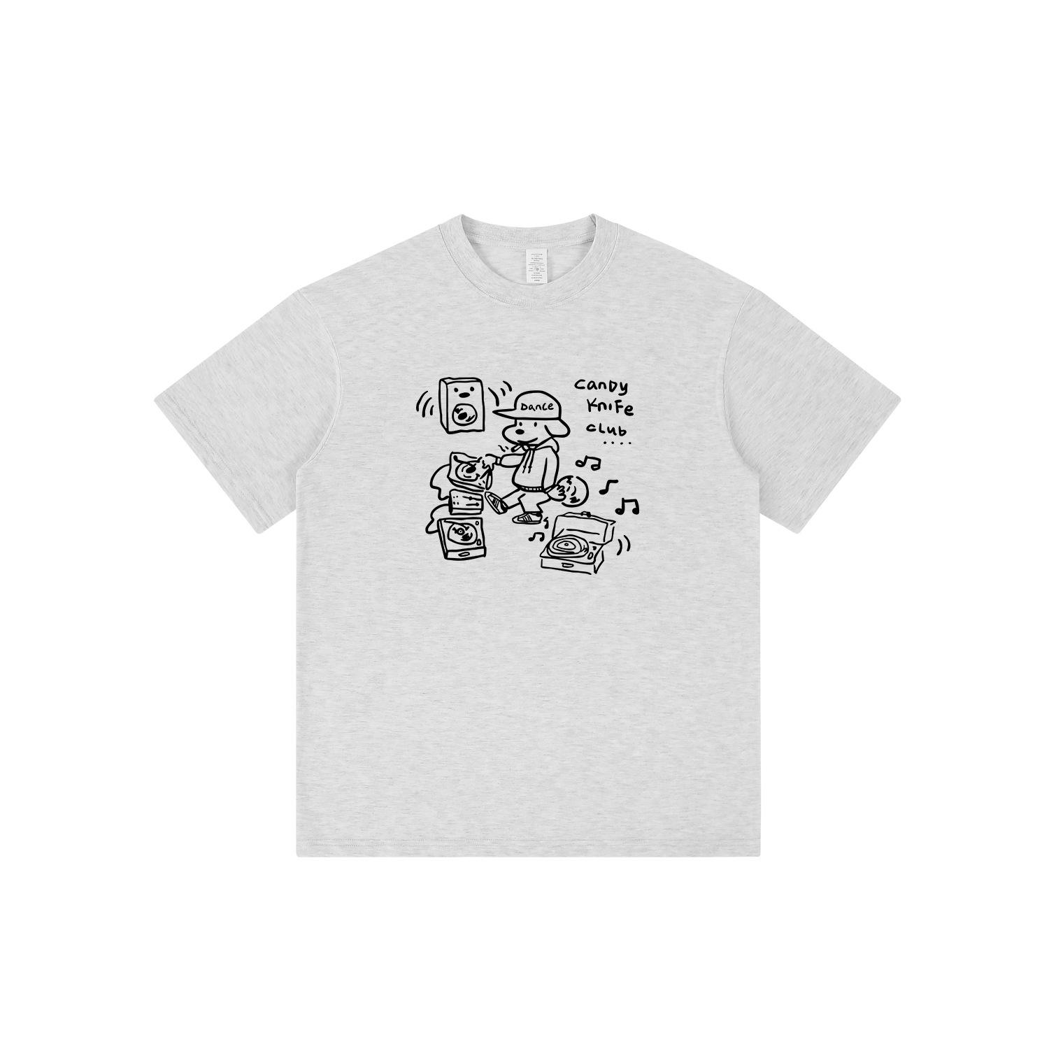 

2024 Unisex Retro Cartoon Puppy Print Short Sleeve Cotton Tee Small (S)