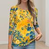 Women's Fashion Casual Round Neck 3/4 Sleeve Loose Printed T-Shirt Ladies Top
