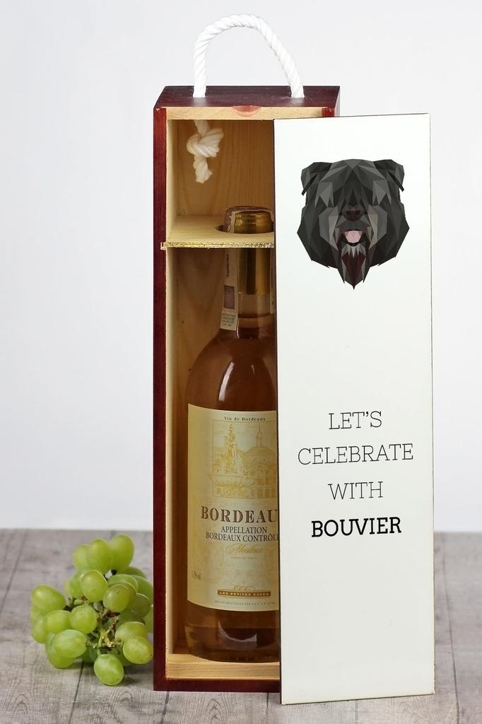 Bouvier Des Flandres - Geometryczne Pudełko Ze Zdjęciem I Napisem Na Wino Marki Art-Dog