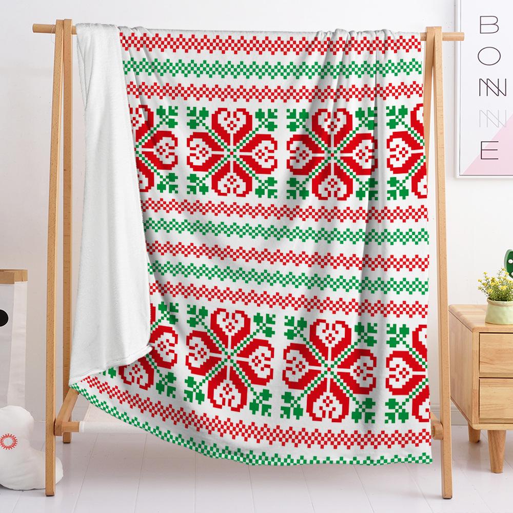 Blanket Small Fresh 3D Digital Printed Blanket Christmas Flannel Blanket Single Layer Blanket