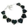 Natural Green Moss Agate Necklace 18" Adjustable Chain Silver Tone Heart PT 4204