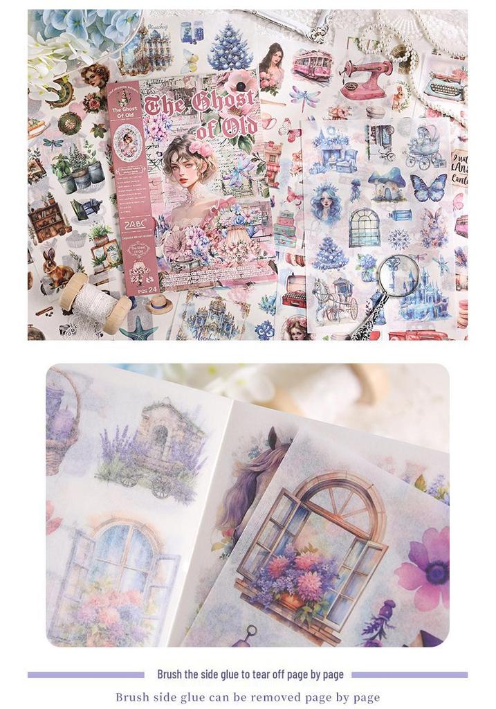 Yue Zhen Retro Journey Die-Cut Sticker Book for DIY Journals