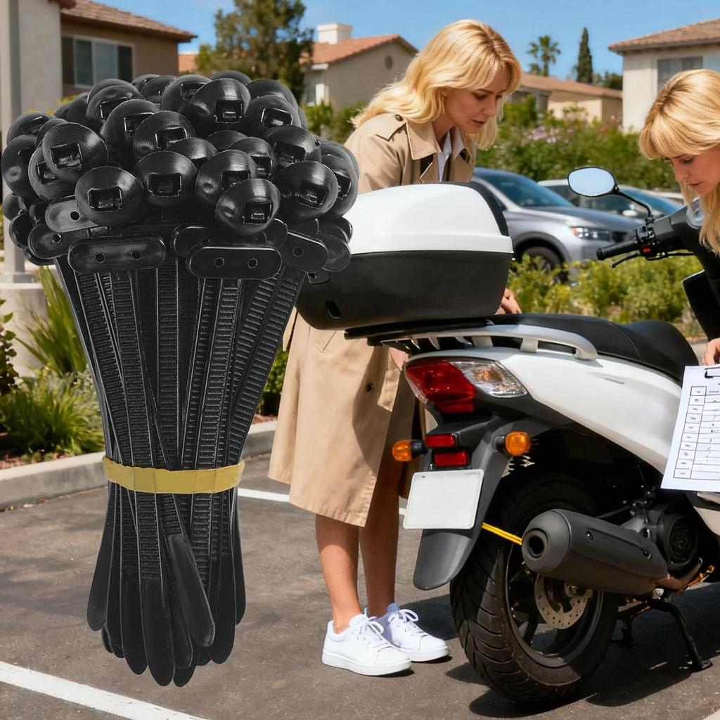 Self Locking Cable Tie Heavy Duty Secure Fastener Automotive Cable Tie For Auto Motorcycle EV Sedan Trunk Outdoor Garage