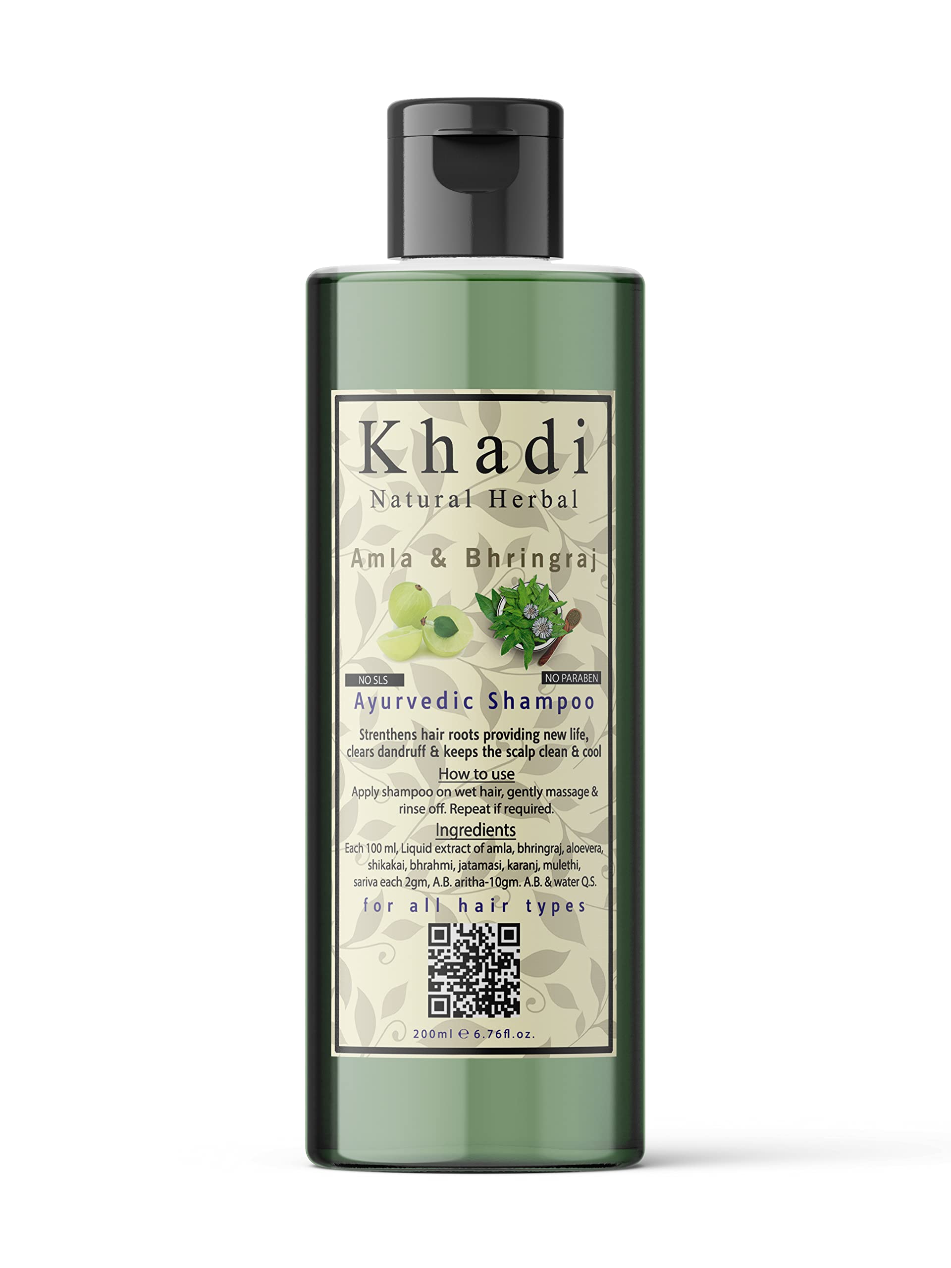 Khadi Natural Herbal Amla And Bhringraj Shampoo/Cleanser | SlS And Parben Free For Men Women (Pack Of 200ml)