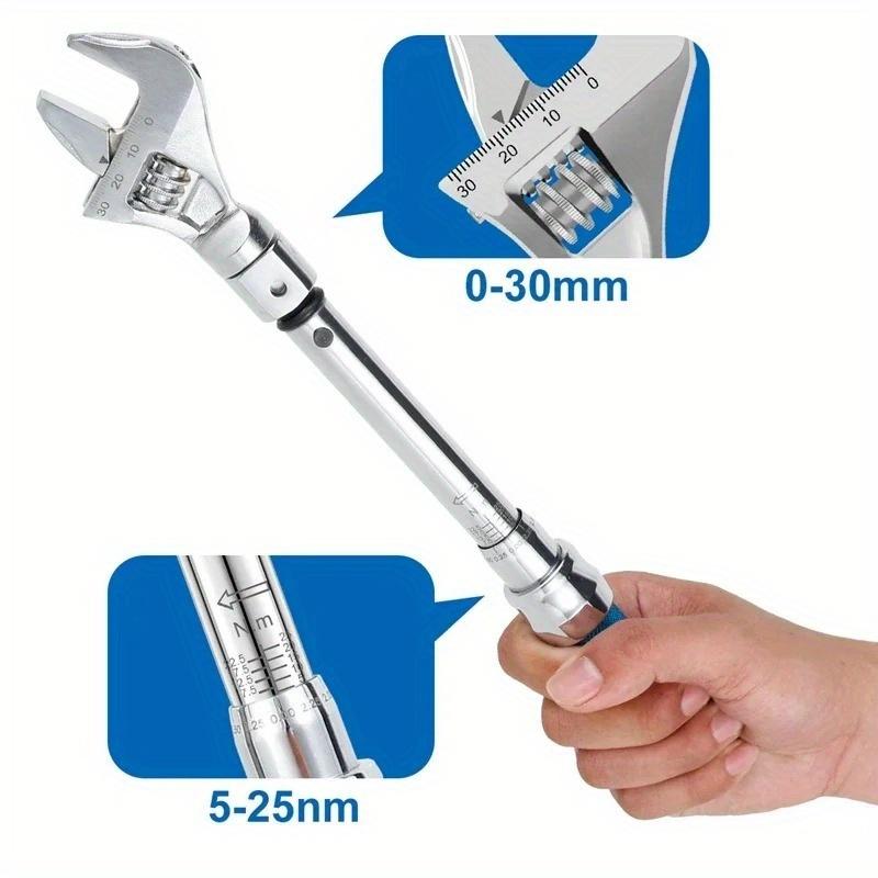 1 PC Adjustable Bike Torque Wrench Bicycle Accessories 30mm Open End Interchangeable Head Spanner Hand Tool Mechanical Workshop Tools