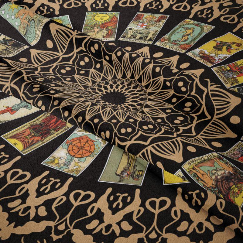 Tarot Zodiac Wheel Wall Tapestry Black Background Sun Moon Face Twelve Constellation Card Astrology Occult Mystical Decor