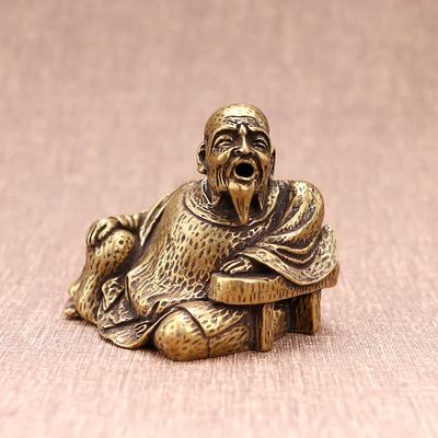 Pure Copper Old Man Back Flow Incense Burner Miniature Figurines Home Decoration Ornaments Incense Holder Smoked Tea Room Crafts