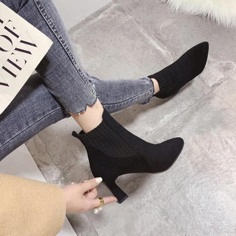 Pointed Sleeve Short Boots for Women's 2025 Autumn and Winter New Korean Fashion Naked Botas Womens Fashion Ankle Boots Female