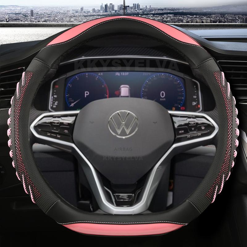 D Shape Car Steering Wheel Cover For VW Sharan Passat Caddy Touran Tiguan 2015-2021 Teramont Atlas T-Roc T-cross 2017-2021 2023