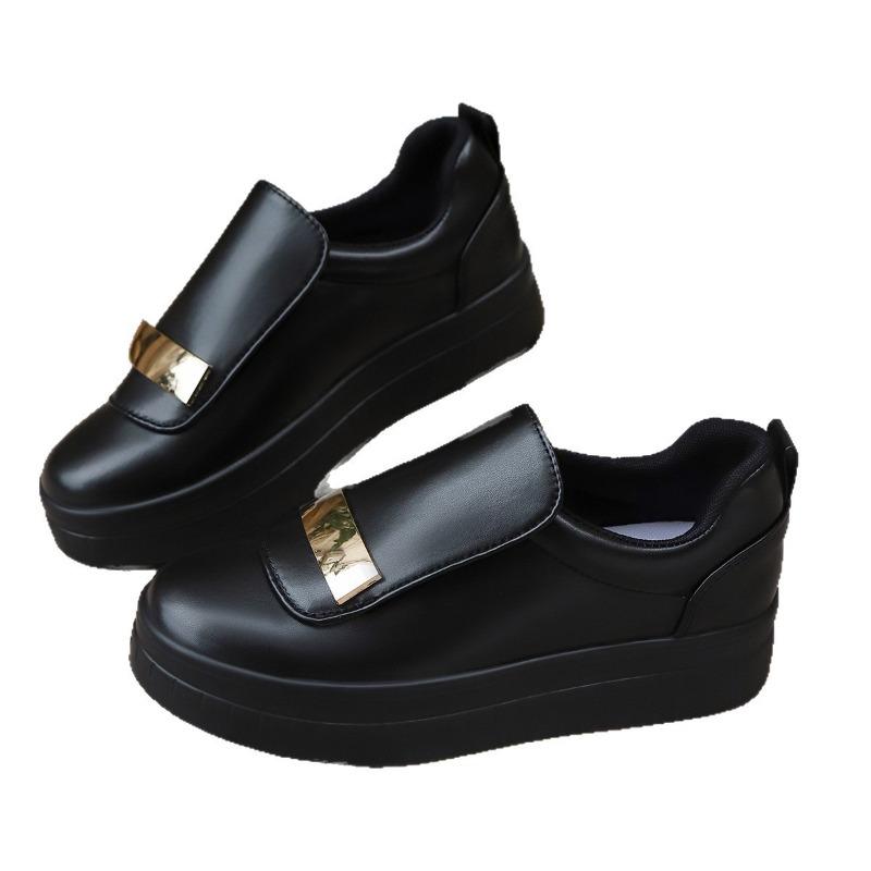 Large size temperament sequined casual single shoes women's autumn new round head height increase one pedal single shoes