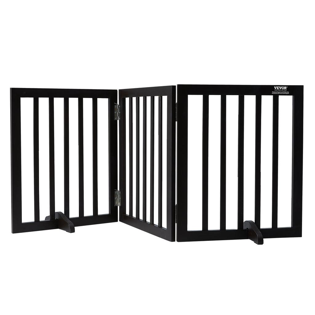 Free Standing Dog Gate 24x60 Inch Freestanding Pet Gate Foldable Brown
