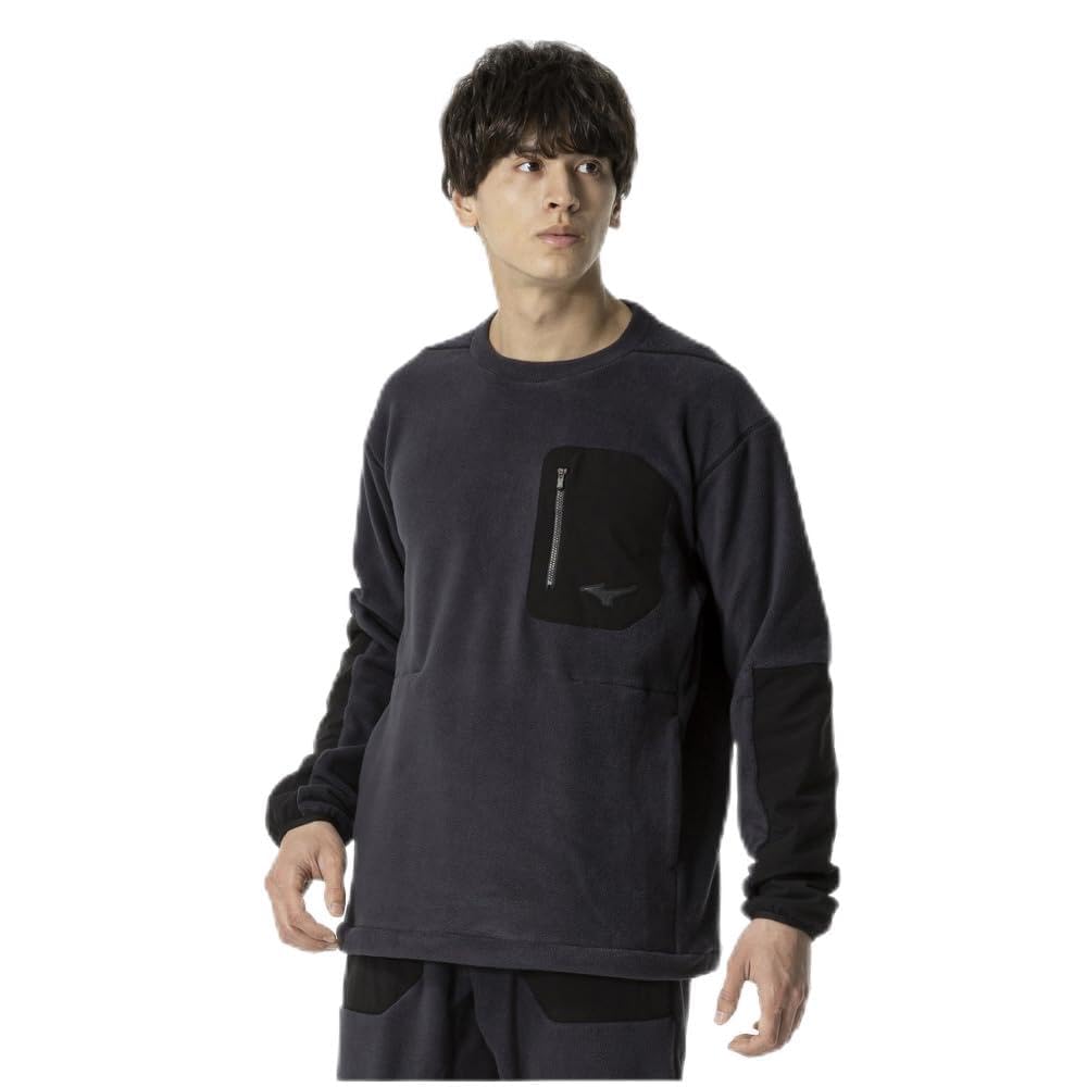 Mizuno Waterproof Fleece Crew Neck Training and 32MCB559 Men's Wear, Water-Repellent Warm, Black,