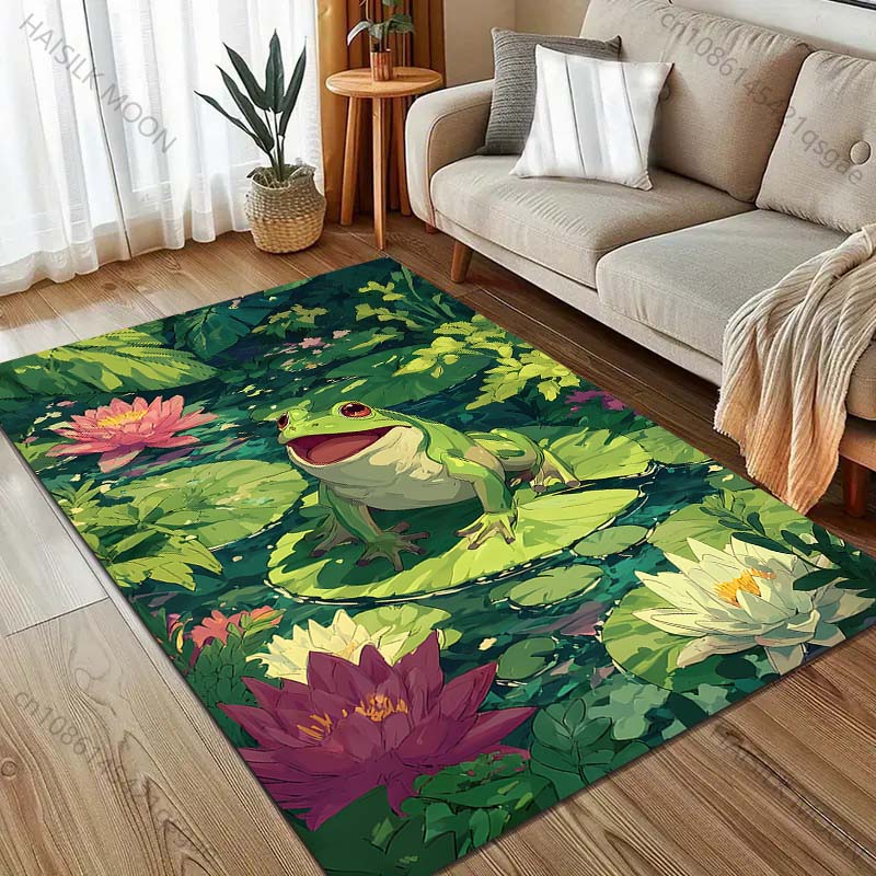 1PC Frog lotus pond nature Carpet for Living Room Bedroom Sofa Home Decor Rus Non-slip Floor Mat Luxury Gift