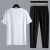 Summer Time Ice Silk Short Sleeve T-shirt Set Men's Casual Relaxed Breathable Sports Large Size