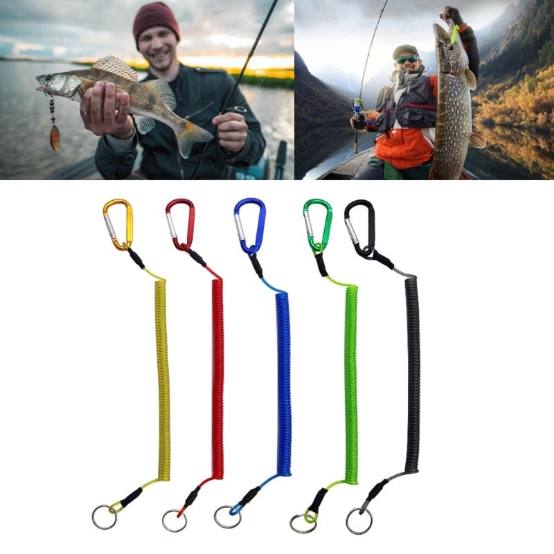 Spring Fishing Lanyard Coiled Tether with Metal Clip 35cm Safety Fishing Lanyard for Pliers Boating Fishing Heavy Duty