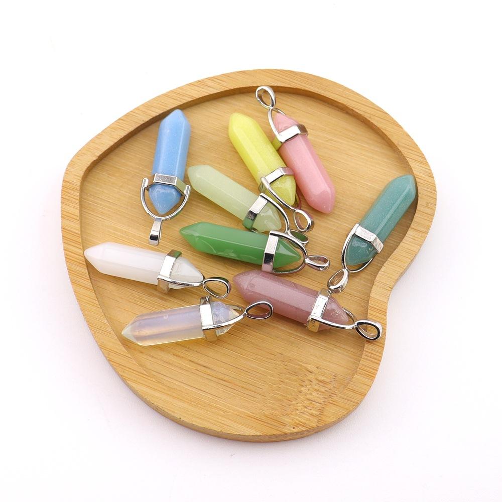 Crystal Hexagonal Column Pendant Popular Hexagonal Prism Bullet Luminous Stone Necklace Pendant N759