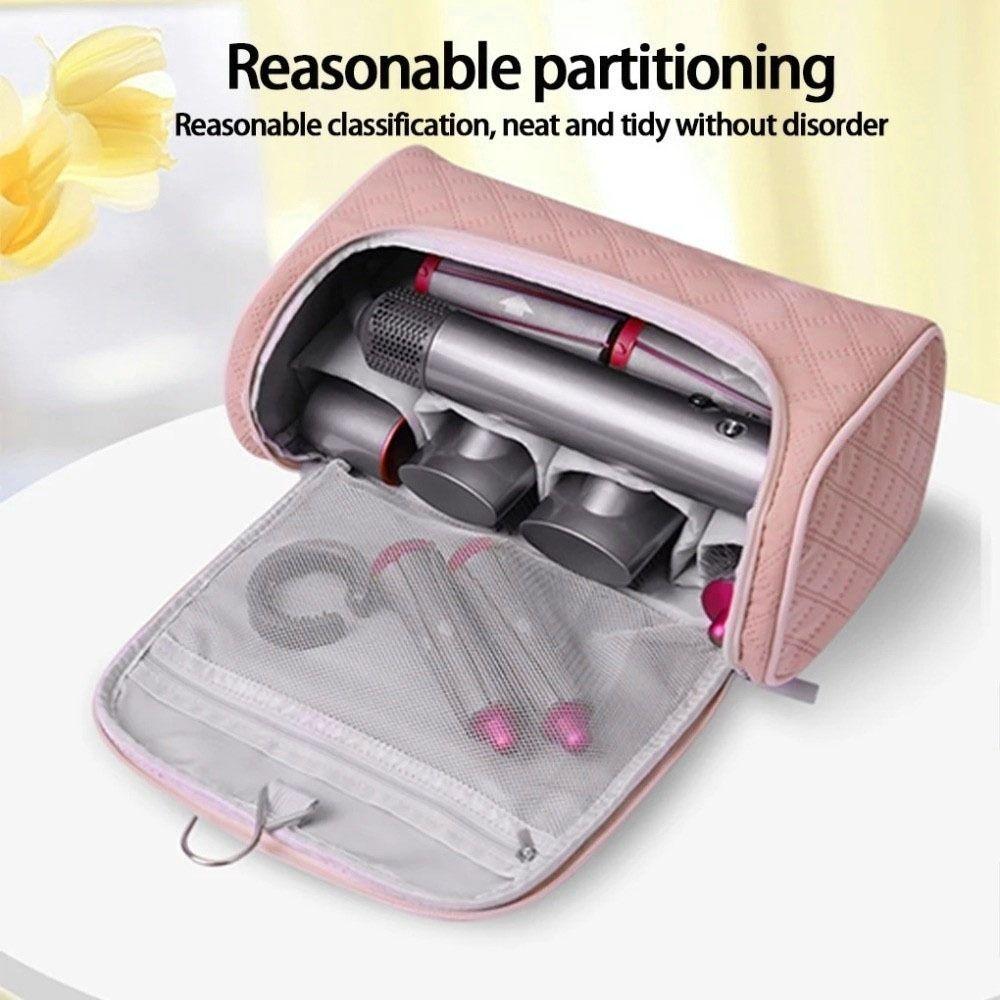 Solid Color Hair Dryer Storage Bag with Handle Toiletry Storage Organizer  Curling Wand