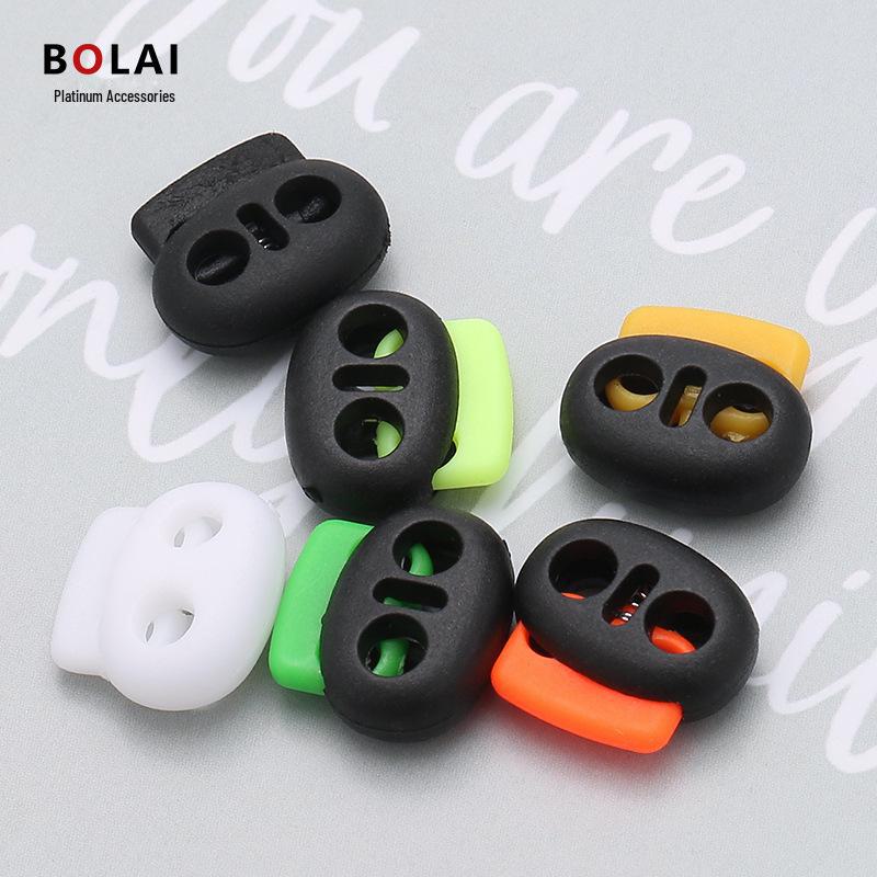 Fibbia a Molla Antiscivolo Colorata in Plastica a Doppio Foro per Lacci da Scarpe in Nylon e Zaini