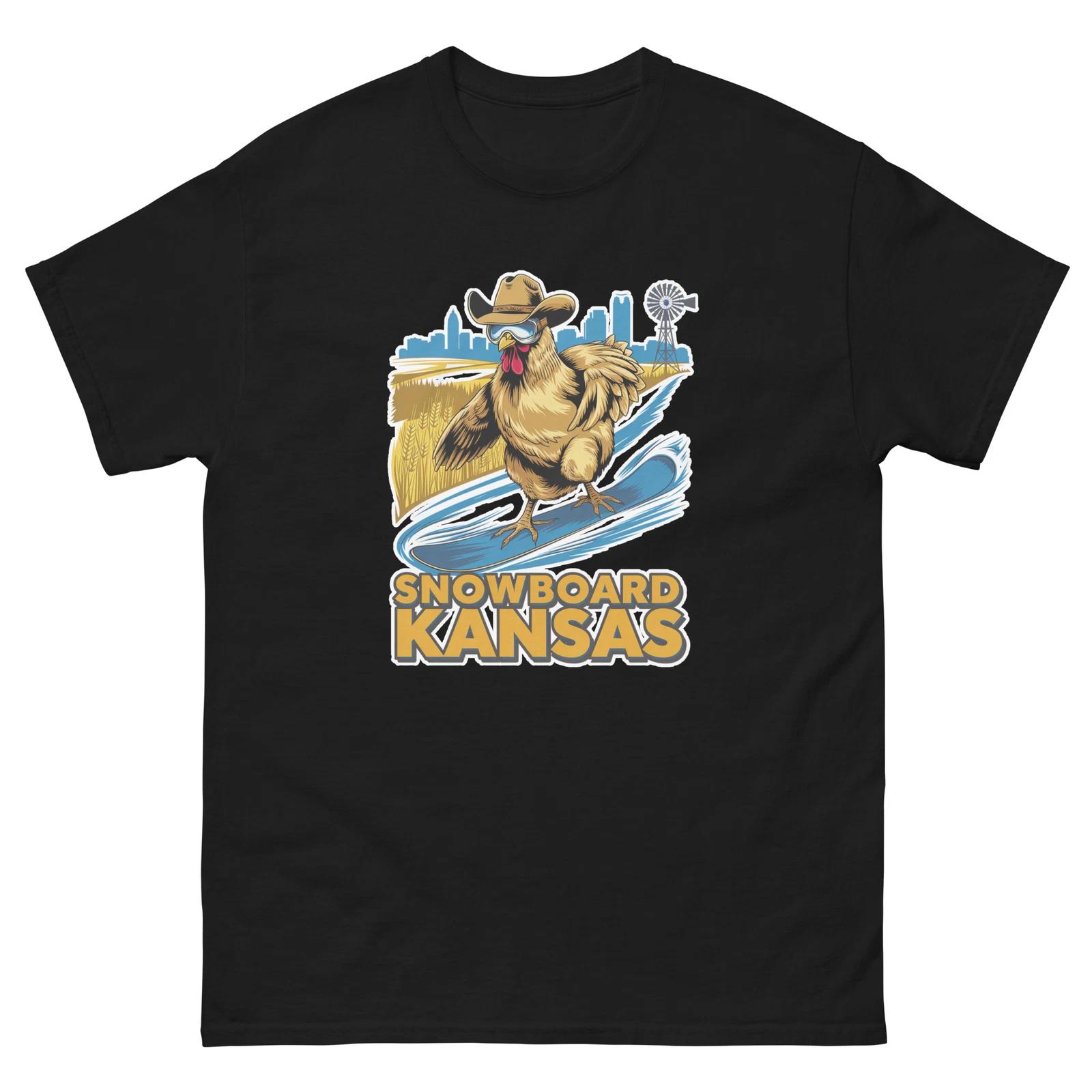 Snowboard Kansas Chicken USA Snowboarding Animal T-Shirt 2XL