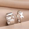 Pierścionki ze stali nierdzewnej Vintage Delikatny motyl Kpop Moda Regulowany pierścionek dla pary Dla kobiet Cyrkonia Prezenty ślubne 2 szt./zestaw