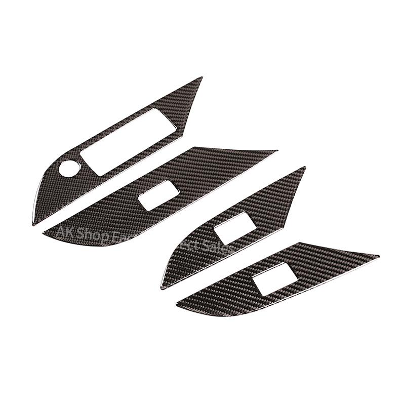 For Toyota Hilux 2015-2021 Real Carbon Fiber Car Window Glass Lift Switch Panel Cover Decorative Sticker Car Accessories