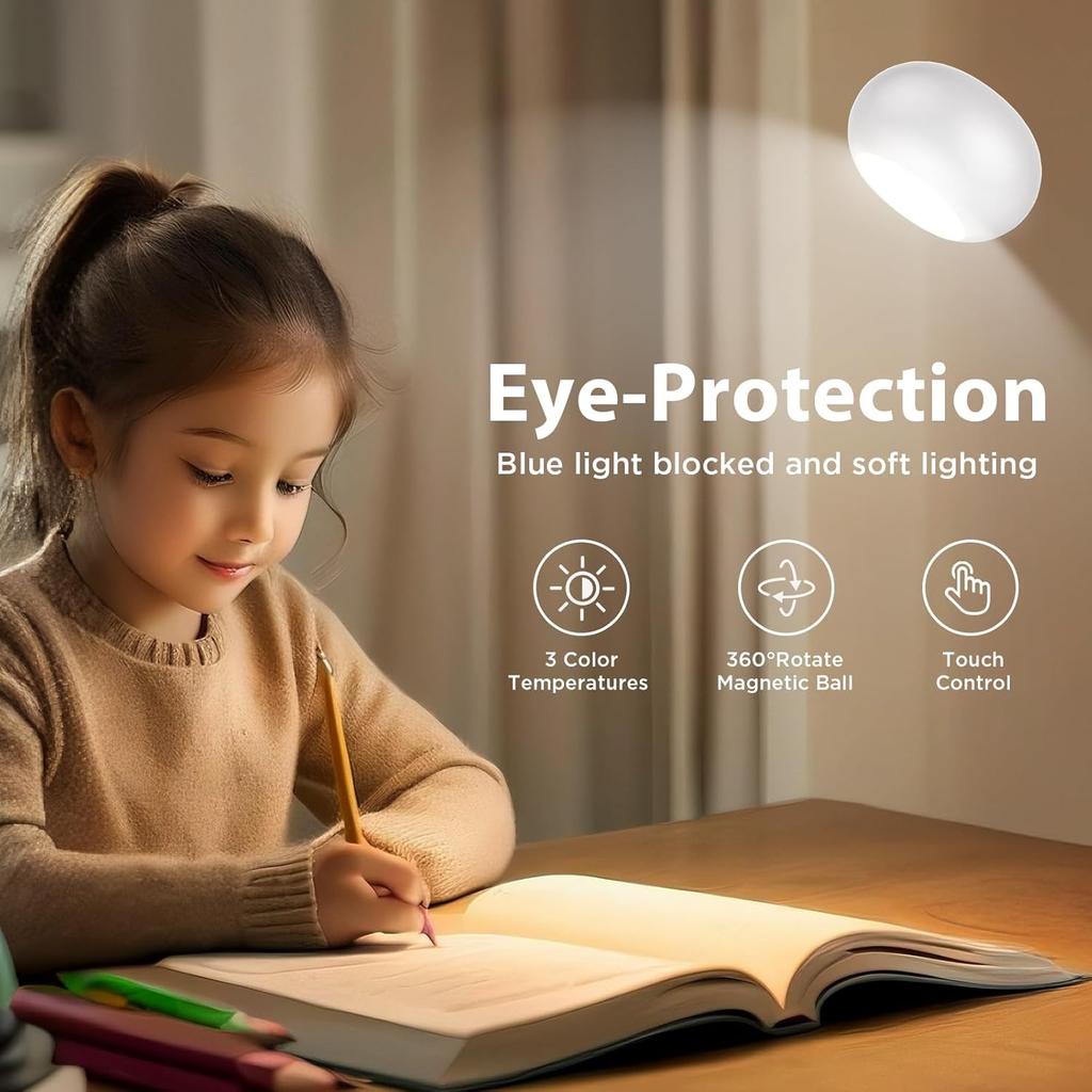 LED Magnetic Wall Light Stepless Dimming Wall-Mounted Lamp, 3-Tone, 360° Rotation, Quick Install, Strong Adhesive, Cordless, Rechargeable, Touch