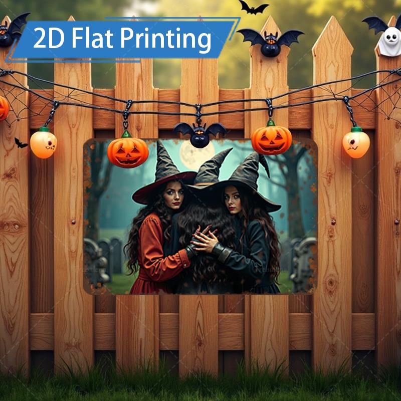 D FLAT pc Metal Sign Halloween Witch Art Metal Wall Decor D Flat Print 20x30cm(7.8x11.8inch)