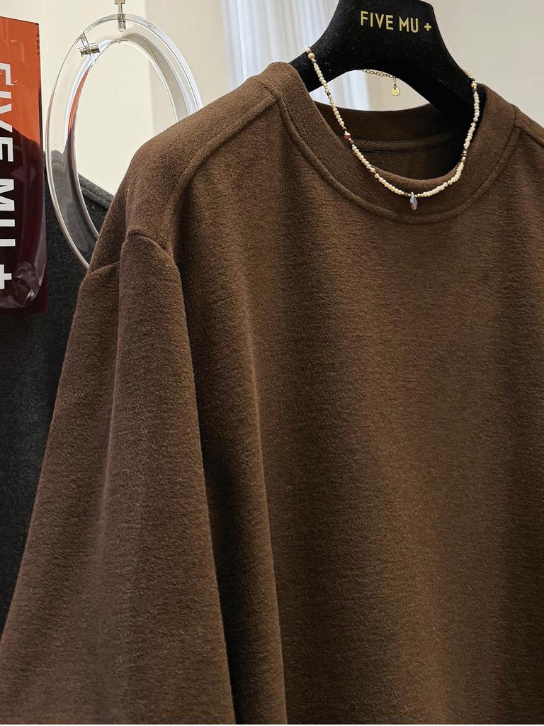 Plus Size Sisters Brushed Long Sleeve Loose T-shirt for Women - Autumn/Winter Casual Design Base Layer