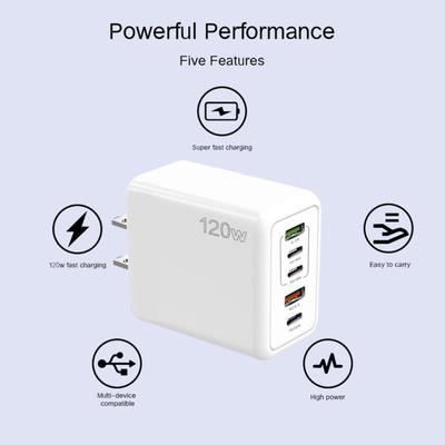 Charger 120W Mobile Phone Fast Charging Type-C US Plug PD/USB Multi-Port Safe Efficient Charging High Power Charger