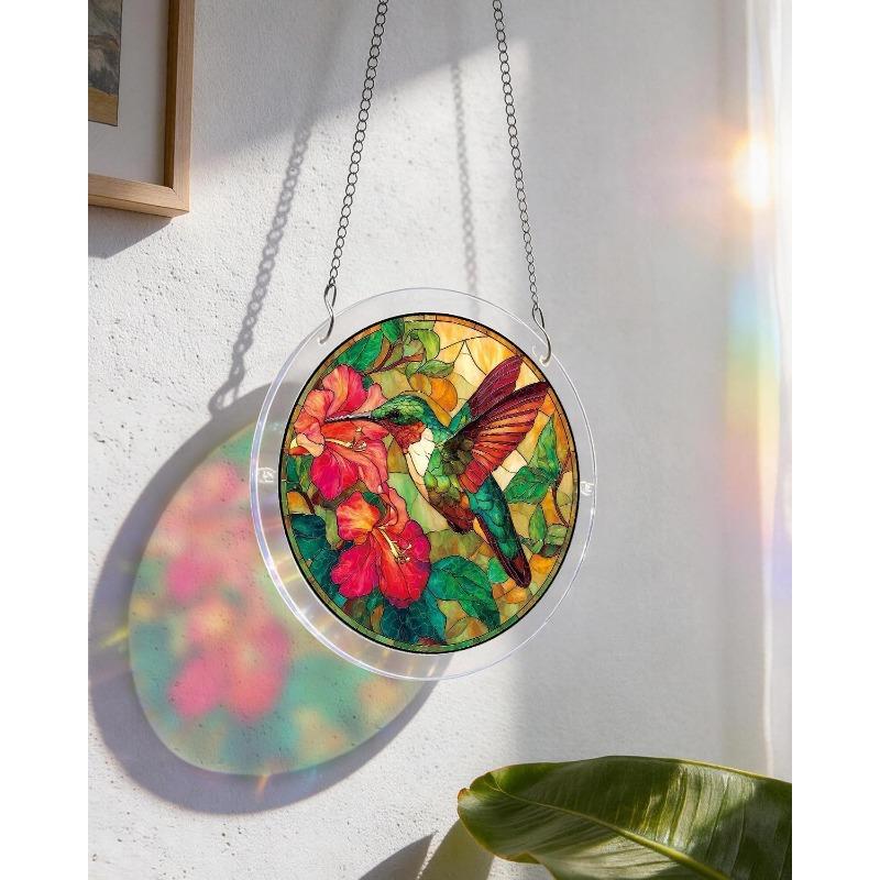 Acrylic Jigsaw Puzzle Suncatcher 83 Pieces-Emerald Flame Hummingbird, DIY Acrylic Puzzle Sun Catcher, Window&Garden Decor, Unique Gifts for Mom