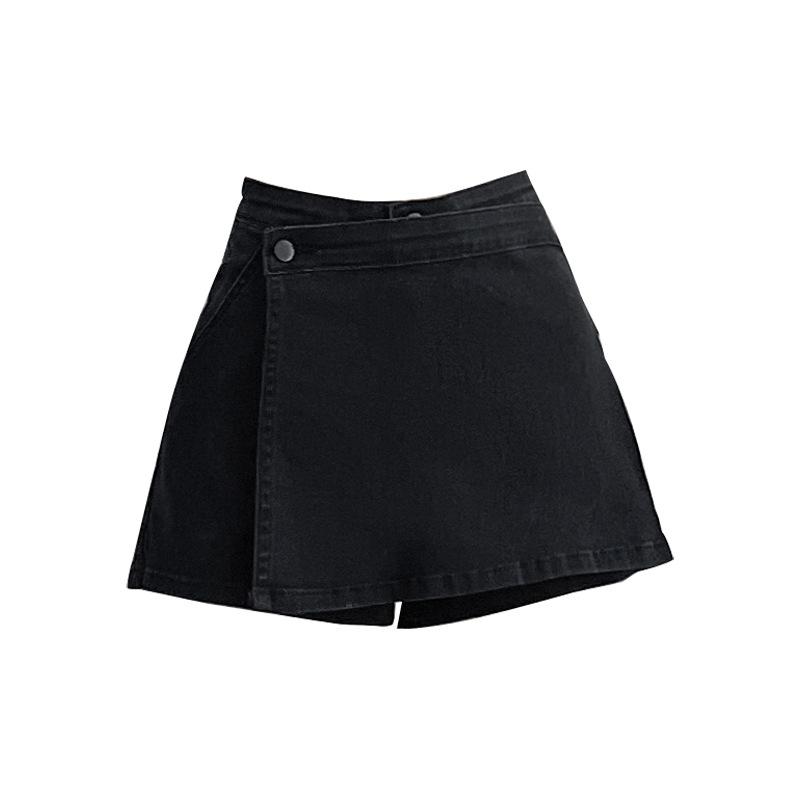 Black High-waisted Denim Shorts Skirt for Women In Spring and Summer New Hot Girl Slimming Two-piece A-line Hip Skirt