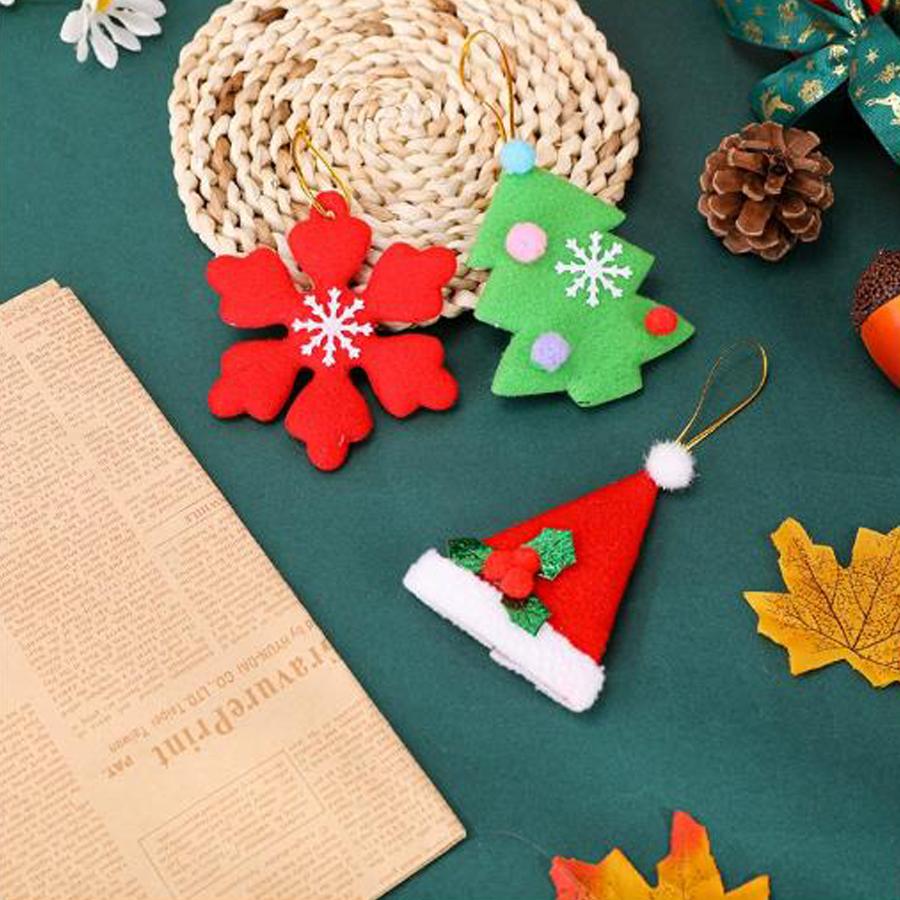 4PCS Christmas Felt Ornaments Set - Santa Snowman Tree Stocking Hanging Decorations for Xmas Tree & Holiday Party